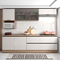 Cozinha Completa Etna 7 Peças Balcão Cooktop Poliman Móveis Carvalho Oak E Off White - 1