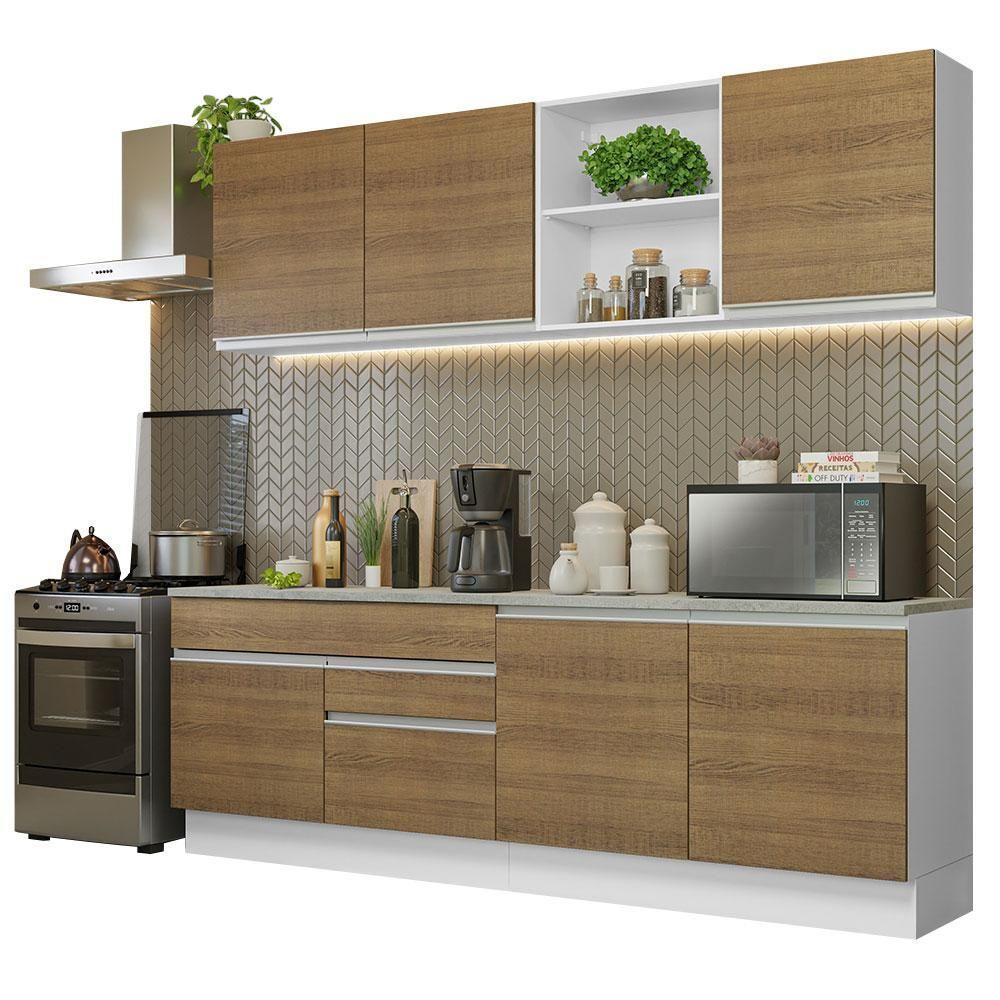 Armário De Cozinha Completa 240cm Branco/rustic Glamy Madesa 06 Branco/rustic - 10