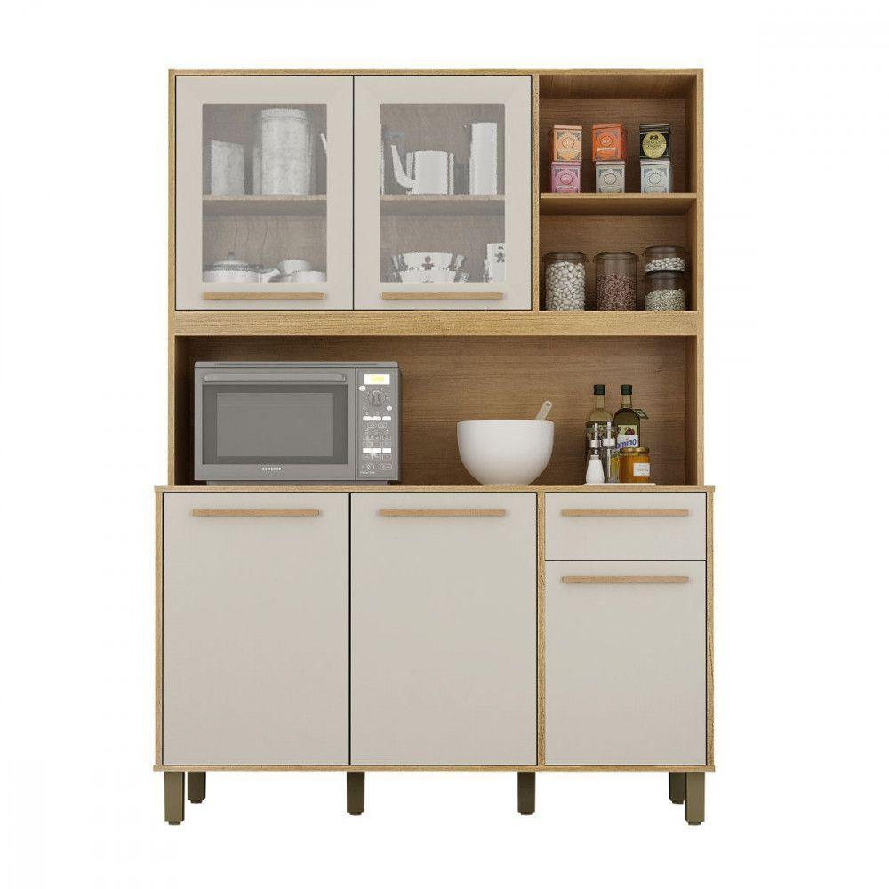 Cozinha Rubi 5 Portas 1 Gaveta Cinamomo Com Off White Valdemoveis Cinamomo Com Off White - 1