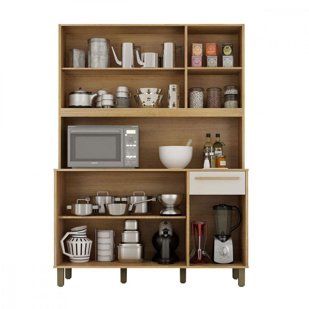 Cozinha Rubi 5 Portas 1 Gaveta Cinamomo Com Off White Valdemoveis Cinamomo Com Off White - 3