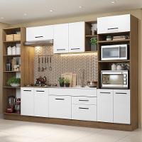 Armário De Cozinha Completa 330cm Rustic/branco Agata Madesa 02 Rustic/branco - 1