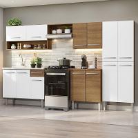 Armário De Cozinha Completa 293cm Com Pia Rustic/branco Emilly Madesa 09 Rustic/branco - 1