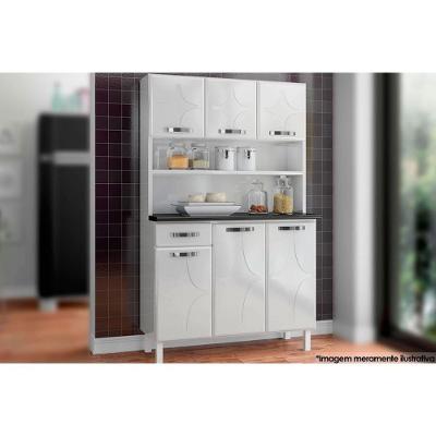 Kit de Cozinha Compacta Rubi Smart 6 Portas 1 Gaveta em Aço 105cm Branco