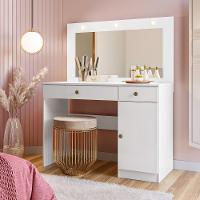 Penteadeira Camarim Com Led 2 Gavetas 1 Porta Branco Bella - 1