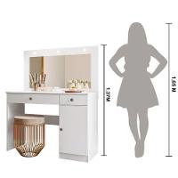 Penteadeira Camarim Com Led 2 Gavetas 1 Porta Branco Bella - 5