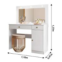 Penteadeira Camarim Com Led 2 Gavetas 1 Porta Branco Bella - 6