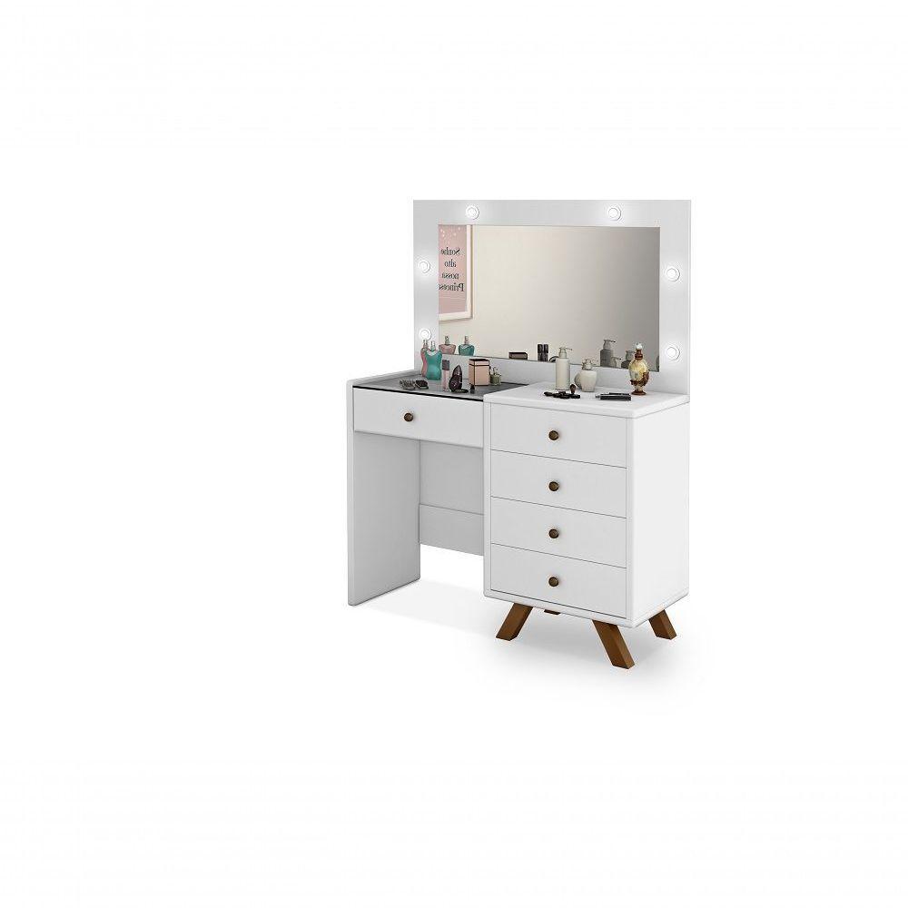 Penteadeira Branca Com Led Gaveta Central Com Organizador - 3