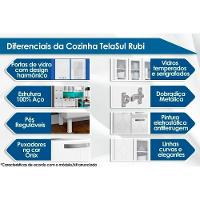 Kit de Cozinha Compacta Rubi Smart c/ 6 Portas e 1 Gaveta 105cm Branco/Preto - Telasul