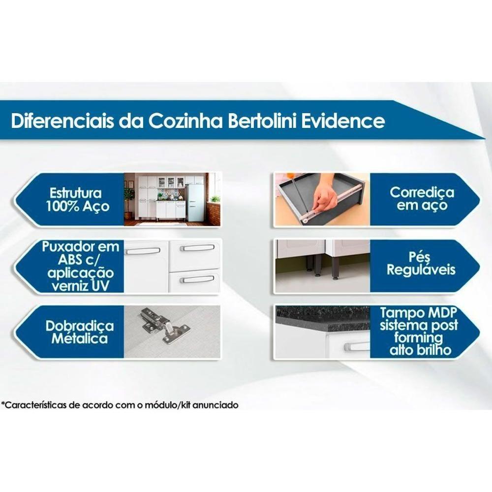 Kit de Cozinha Modulada 3 Peças Evidence  (2 Armários + 1 Paneleiro) CPT54 Branco/Preto - Bertolini - 2