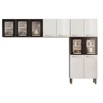 Kit de Cozinha Completa Evidence 6 Portas Aço 80cm Branco Preto