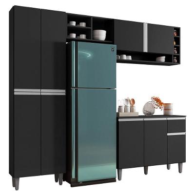 Cozinha Modulada Completa Vanessa 5 Peças 230Cm Preto Fosco - Desk Design