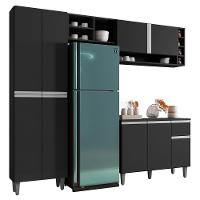 Cozinha Modulada Completa Vanessa 5 Peças 230Cm Preto Fosco - Desk Design - 1