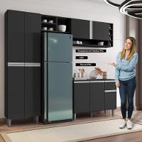 Cozinha Modulada Completa Vanessa 5 Peças 230Cm Preto Fosco - Desk Design - 2