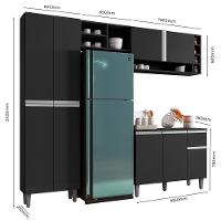 Cozinha Modulada Completa Vanessa 5 Peças 230Cm Preto Fosco - Desk Design - 3