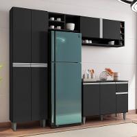 Cozinha Modulada Completa Vanessa 5 Peças 230Cm Preto Fosco - Desk Design - 5