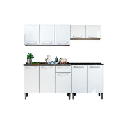 Kit de Cozinha Completa 4 Peças Evidence 8 Portas 2 Gavetas em Aço 120cm Branco