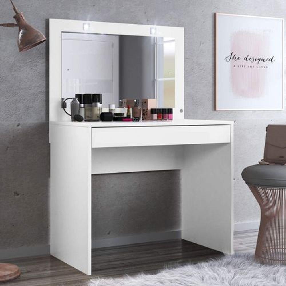 Penteadeira Camarim Atraente Com Led 1 Gaveta Branco - 2