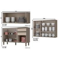 Cozinha Modulada Henn Connect 6pçs 1 Armário 1 Balcão 1 Paneleiro 3 Complementos C6P04 Duna/Cristal - 4