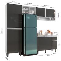 Cozinha Modulada Completa Vanessa 5 Peças 230Cm Branco Cinza Escuro - Desk Design - 3
