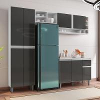 Cozinha Modulada Completa Vanessa 5 Peças 230Cm Branco Cinza Escuro - Desk Design - 5