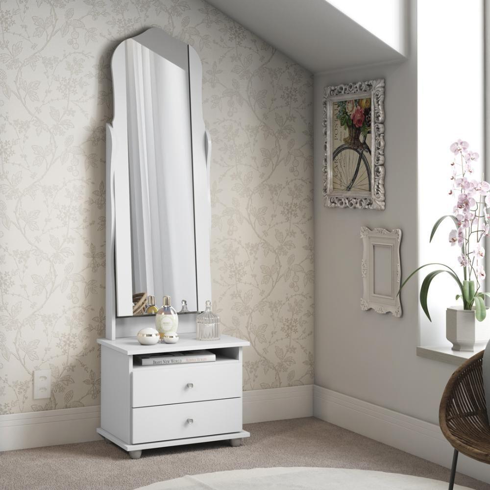 Toucador Quarto 2 Gavetas Espelho Branco - 1