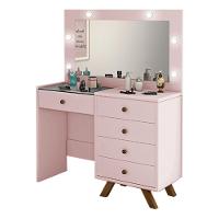 Penteadeira 4 Gavetas e Porta Jóias Com Tampo de Vidro Rose - 1