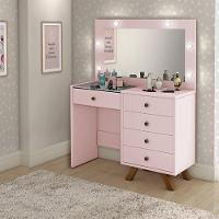 Penteadeira 4 Gavetas e Porta Jóias Com Tampo de Vidro Rose - 2