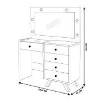Penteadeira 4 Gavetas e Porta Jóias Com Tampo de Vidro Rose - 6