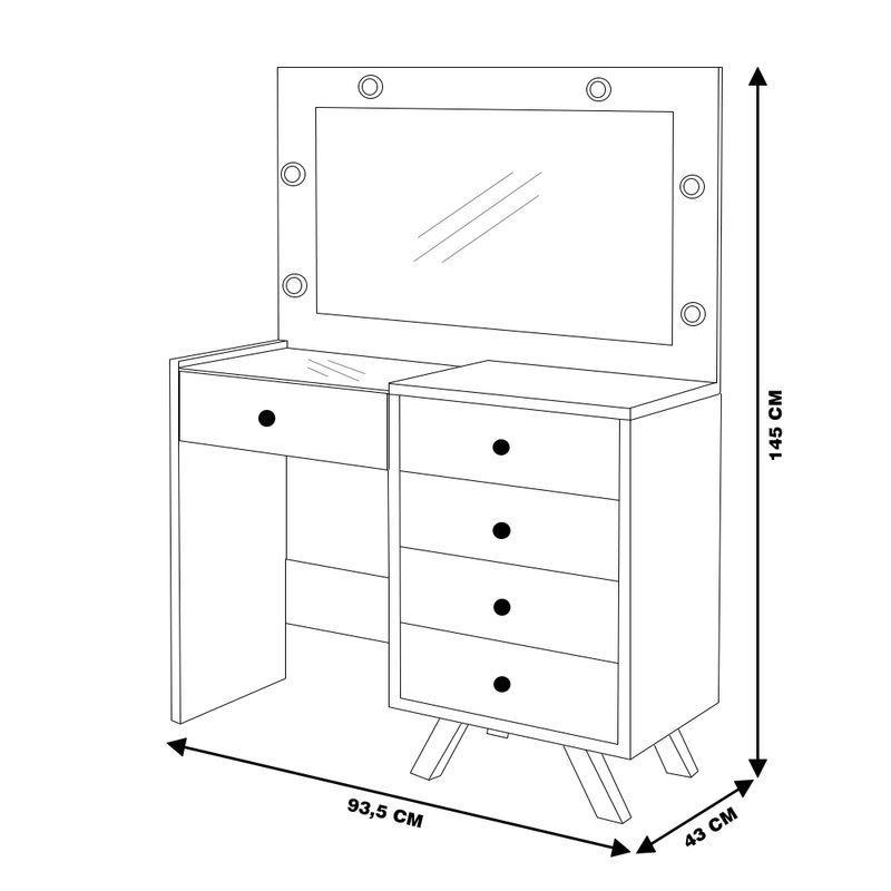 Penteadeira 4 Gavetas e Porta Jóias Diana Malbec off White - 5