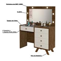 Penteadeira 4 Gavetas e Porta Jóias Diana Malbec off White