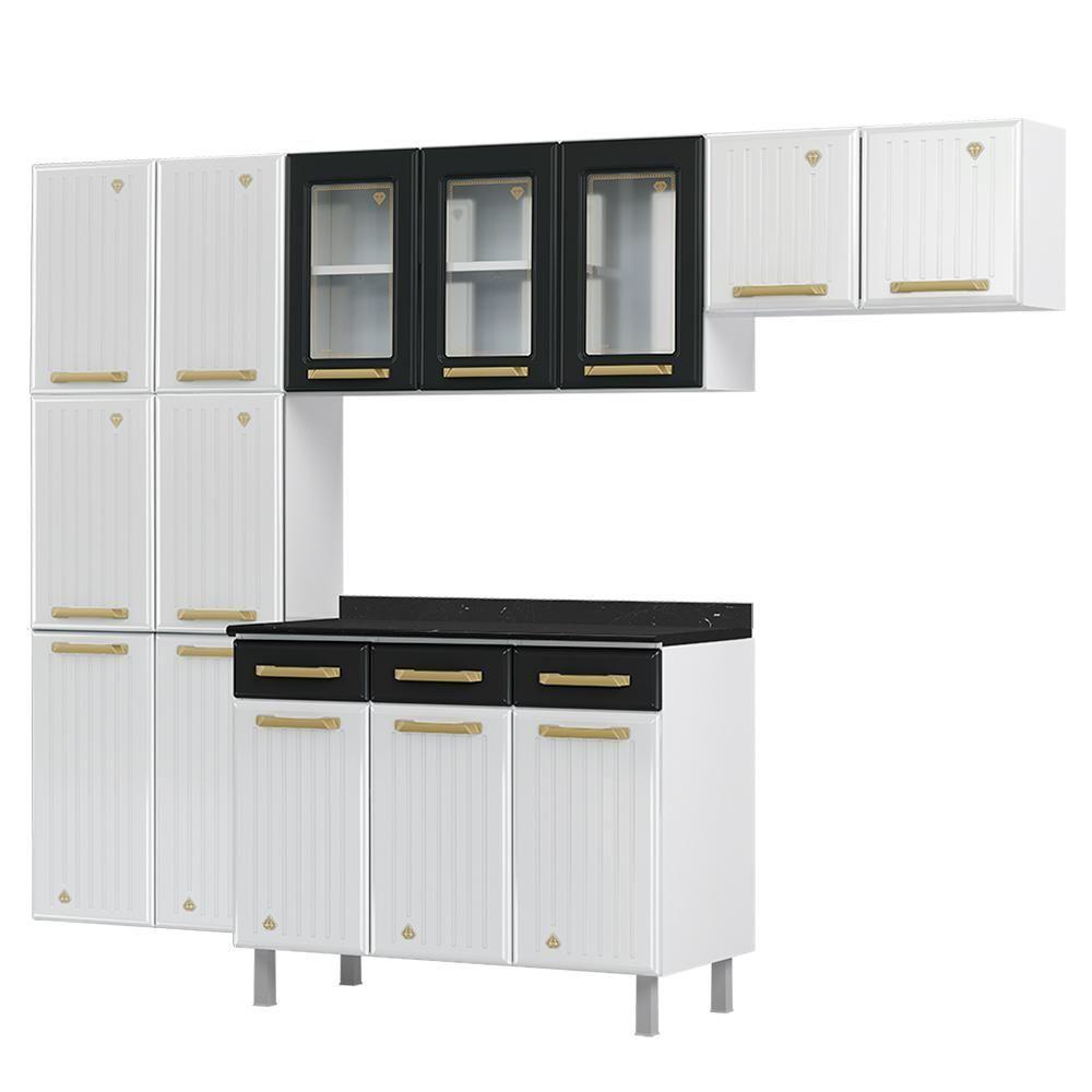 Cozinha De Aço Completa Telasul Diamante C/ Vidro 4Pçs Bco/Preto - 10
