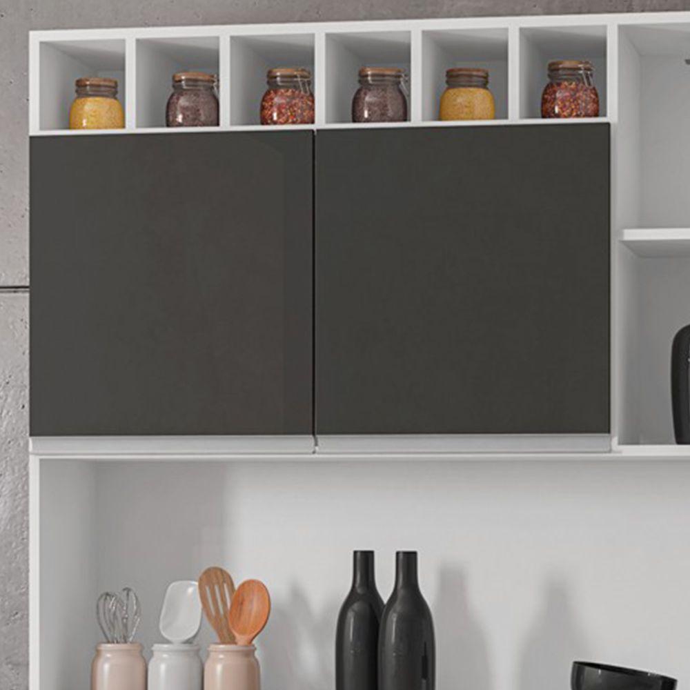Kit Cozinha Compacta Alice 130cm Com 6 Portas E 1 Gaveta Branco Cinza Escuro - Desk Design - 3