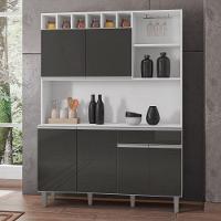 Kit Cozinha Compacta Alice 130cm Com 6 Portas E 1 Gaveta Branco Cinza Escuro - Desk Design - 1