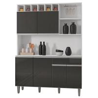 Kit Cozinha Compacta Alice 130cm Com 6 Portas E 1 Gaveta Branco Cinza Escuro - Desk Design - 2