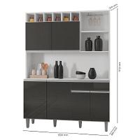Kit Cozinha Compacta Alice 130cm Com 6 Portas E 1 Gaveta Branco Cinza Escuro - Desk Design - 5