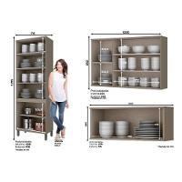 Kit de Cozinha Modulada 3 Peças Connect  (2 Armários + 1 Cristaleira) CPT17 Duna/Cristal - Henn - 2