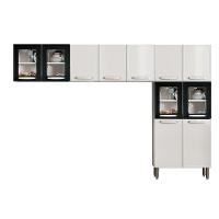 Kit De Cozinha Modulada 3 Peças Evidence (2 Armários + 1 Paneleiro) Cpt55 Branco/Preto - Bertolini - 1