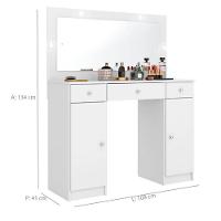 Penteadeira Camarim Com Espelho E Led 5950 Branco 220V - 5