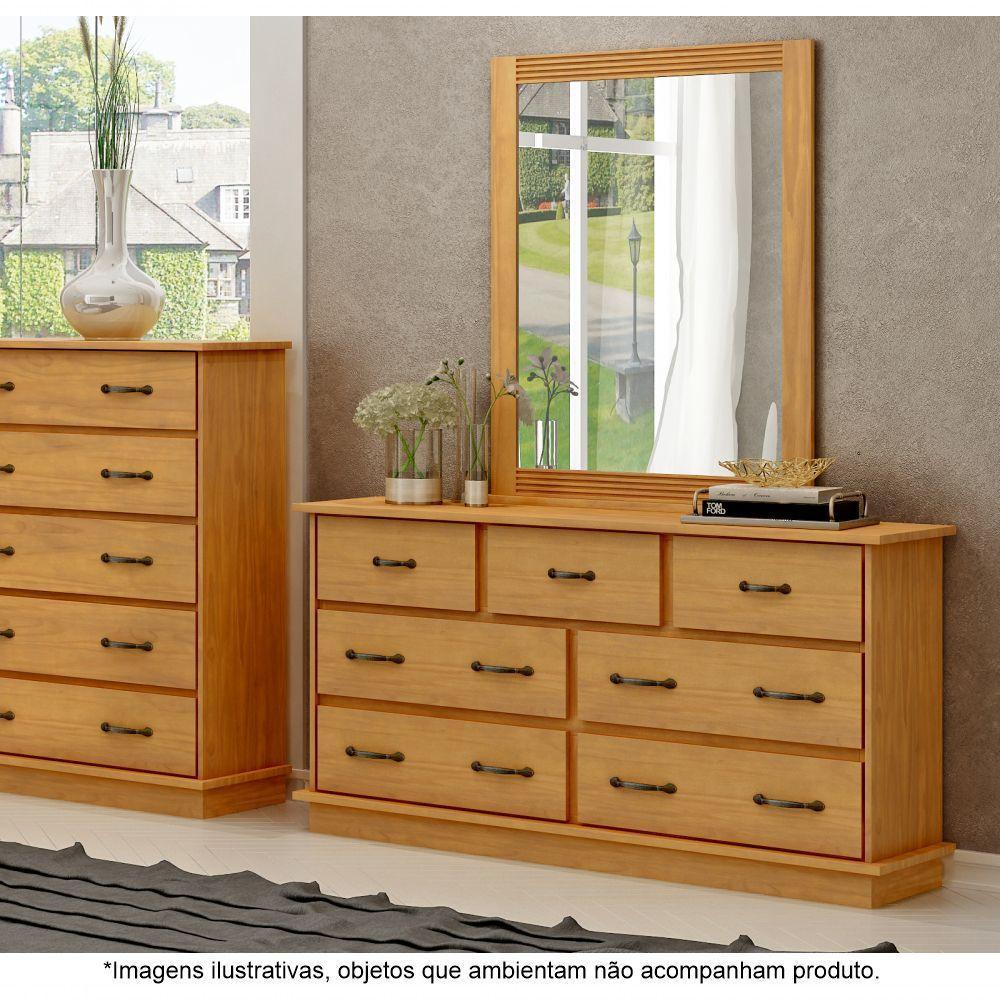 Penteadeira Em Madeira Maciça Com Espelho 7 Gavetas Júlia Mel - Straub Web - 1