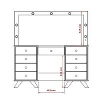 Penteadeira Camarim Retro 9 Gavetas Led E Espelho Off White - 2