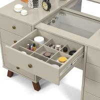 Penteadeira Camarim Retro 9 Gavetas Led E Espelho Off White - 5