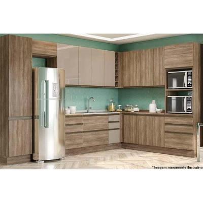 Kit De Cozinha Modulada 14pçs Maxxi 1 5 Armários 4 Balcões 2 Paneleiros 3 Complementos C14P08 Nogal