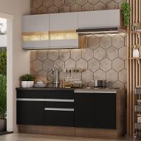 Armário De Cozinha Completa 200cm Rustic/preto/crema Glamy Madesa 07 Rustic/preto/crema - 1