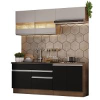 Armário De Cozinha Completa 200cm Rustic/preto/crema Glamy Madesa 07 Rustic/preto/crema - 10