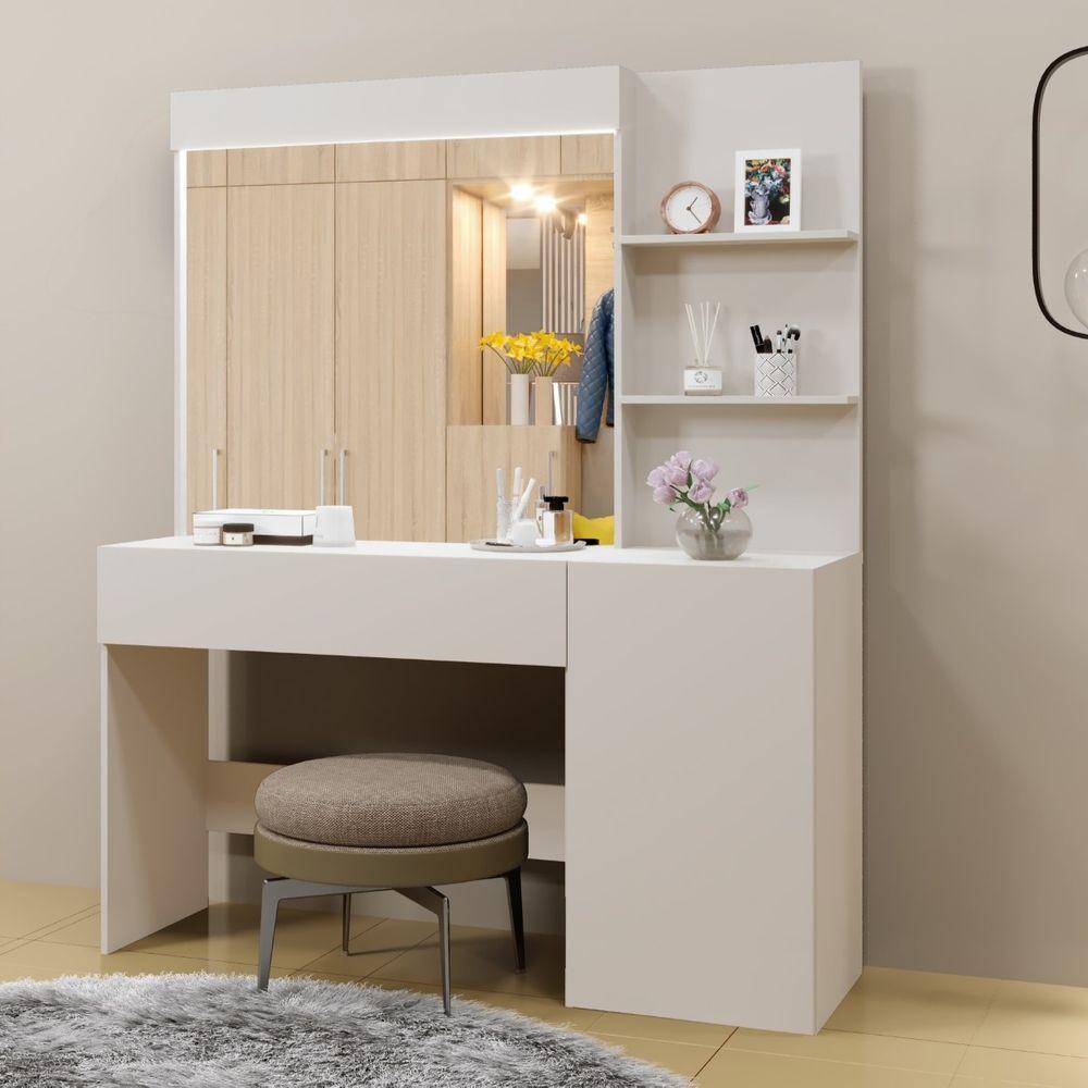 Camarim Londres 1 Porta 1 Gaveta Espelho Mavaular Off White - 2