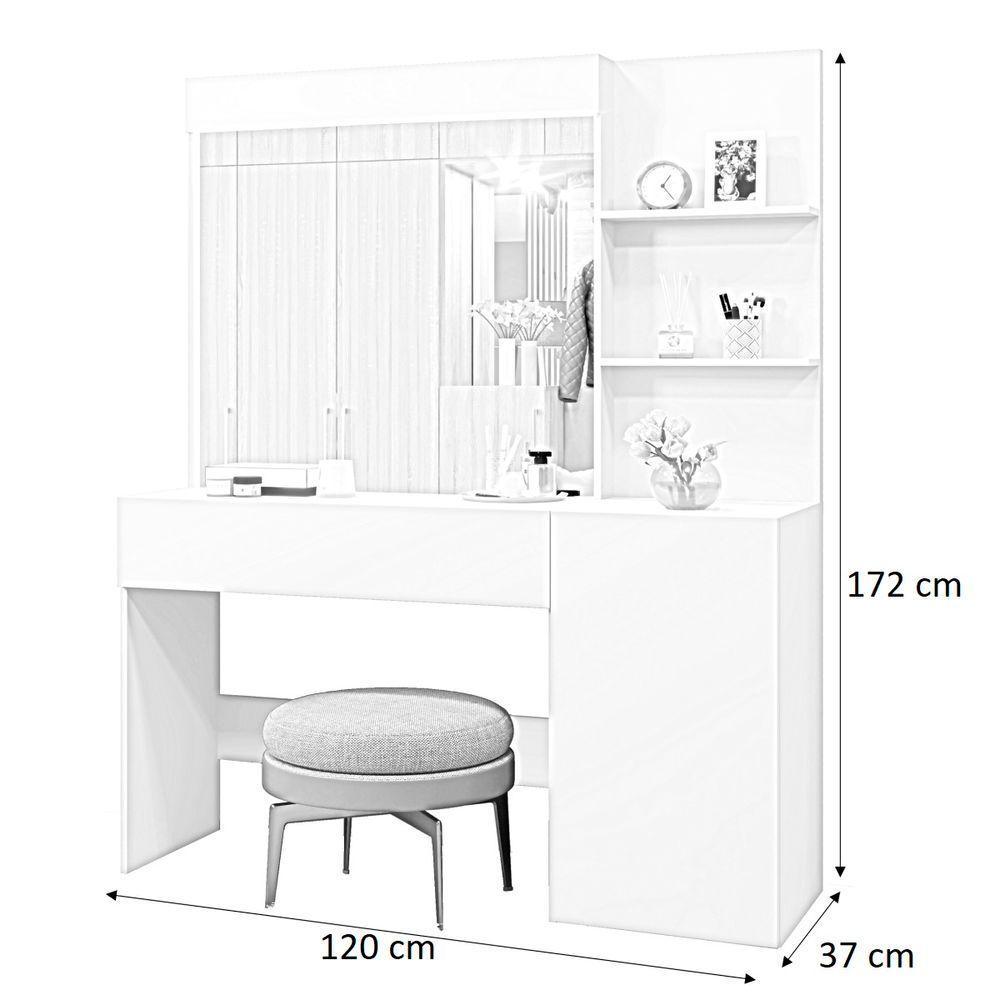 Camarim Londres 1 Porta 1 Gaveta Espelho Mavaular Off White - 3