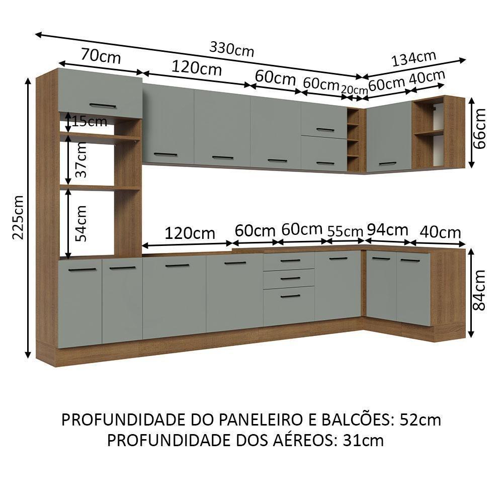 Armário De Cozinha Completa De Canto 499cm Rustic/cinza Agata Madesa 01 Rustic/cinza - 9