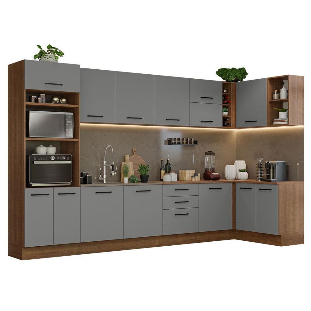 Armário De Cozinha Completa De Canto 499cm Rustic/cinza Agata Madesa 01 Rustic/cinza - 10