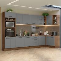 Armário De Cozinha Completa De Canto 499cm Rustic/cinza Agata Madesa 01 Rustic/cinza - 1