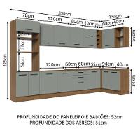 Armário De Cozinha Completa De Canto 499cm Rustic/cinza Agata Madesa 01 Rustic/cinza - 9